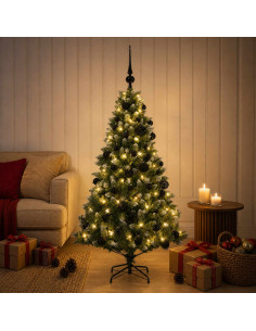 Albero di Natale Artificiale con Palline 120 cm 150 LED