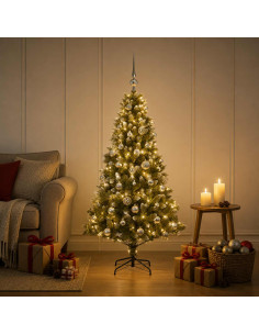 Albero di Natale Artificiale con Palline 150 cm 150 LED