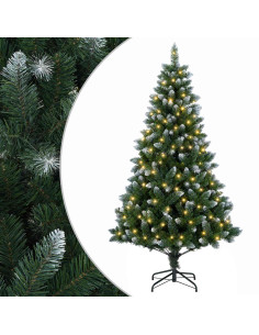 Albero di Natale artificiale 120 cm 150 LED Bianco caldo