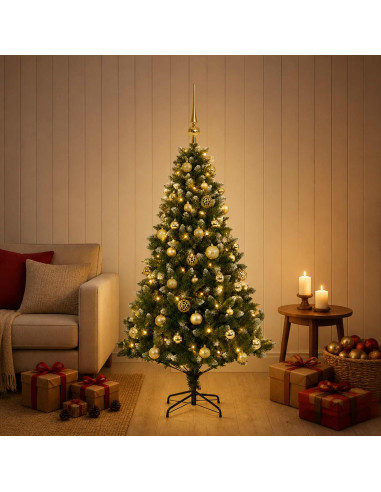 Albero di Natale Artificiale con Palline 120 cm 150 LED