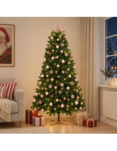 Albero di Natale artificiale con palline 210 cm 300 LED
