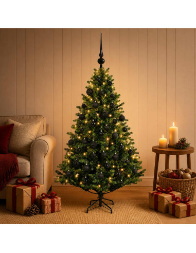 Albero di Natale Artificiale con Palline 150 cm 150 LED