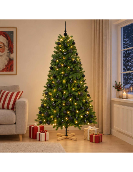 Albero di Natale artificiale con palline 180 cm 300 LED