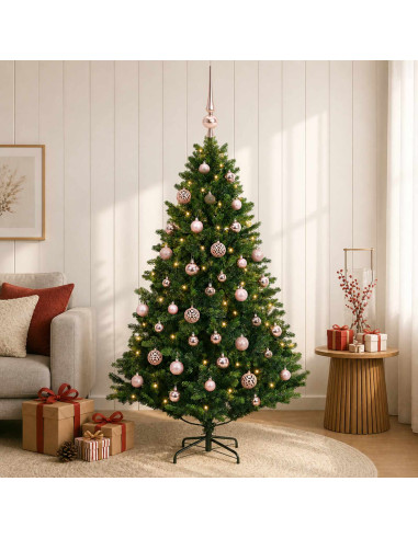 Albero di Natale Artificiale con Palline 150 cm 150 LED
