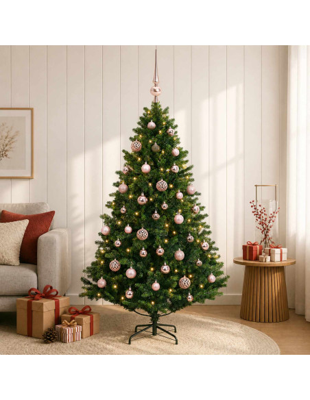 Albero di Natale Artificiale con Palline 150 cm 150 LED