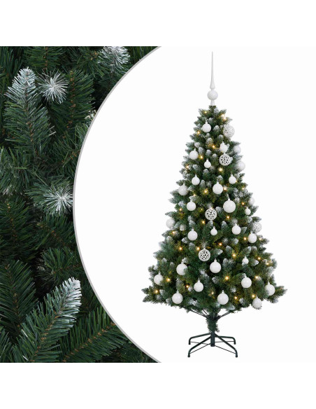Albero di Natale Artificiale con Palline 150 cm 150 LED