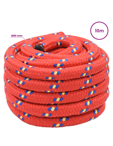 Corda multiuso 60 mm 10 m Rosso PP 21600 kg Carico massimo