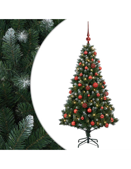 Albero di Natale Artificiale con Palline 150 cm 150 LED