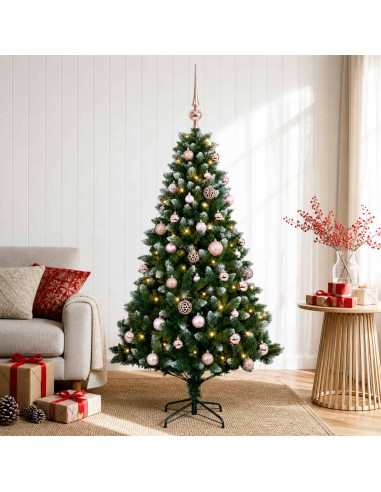 Albero di Natale Artificiale con Palline 150 cm 150 LED