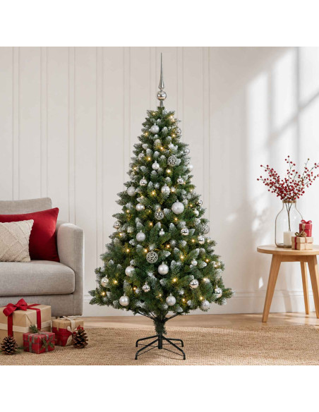 Albero di Natale Artificiale con Palline 120 cm 150 LED
