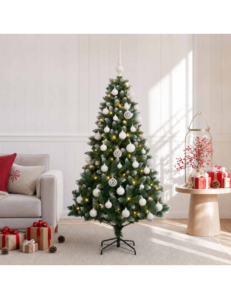 Albero di Natale Artificiale con Palline 120 cm 150 LED