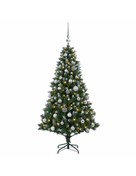 Albero di Natale Artificiale con Palline 150 cm 150 LED