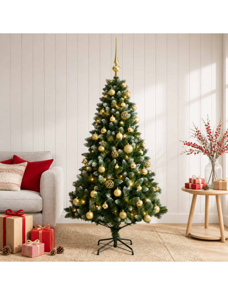 Albero di Natale Artificiale con Palline 150 cm 150 LED