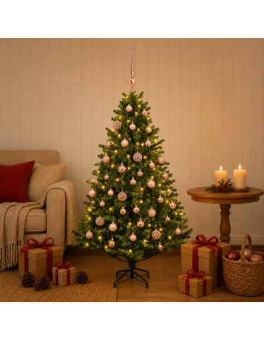 Albero di Natale Artificiale con Palline 150 cm 150 LED