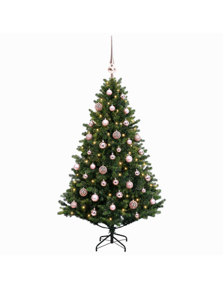 Albero di Natale Artificiale con Palline 150 cm 150 LED
