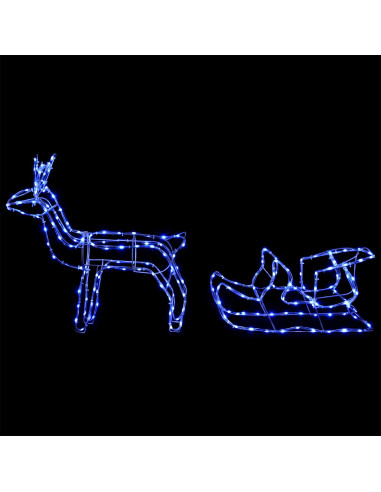 Decorazione natalizia con renna e slitta LOVIISA 240 LED Blu