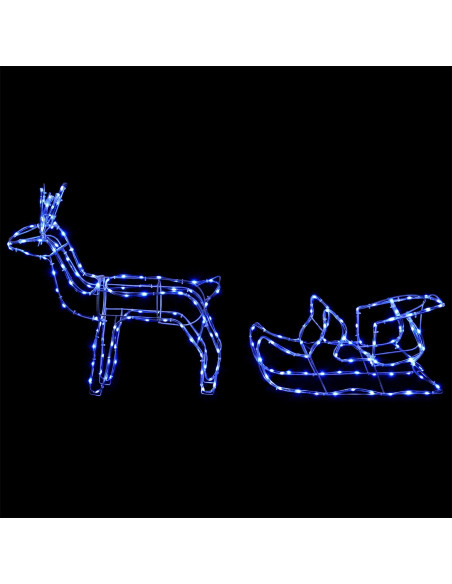 Decorazione natalizia con renna e slitta LOVIISA 240 LED Blu