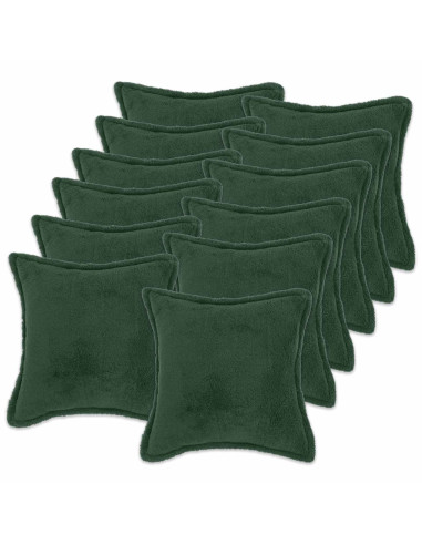 Federa 12 pcs HOUTEN Verde Scuro 50 x 50 cm Bouclé
