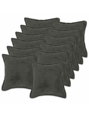 Federa 12 pcs HOUTEN Grigio Scuro 50 x 50 cm Bouclé