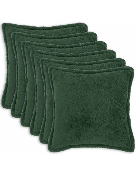 Federa 6 pcs HOUTEN Verde Scuro 70 x 70 cm Bouclé