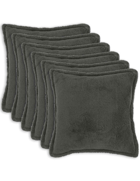 Federa 6 pcs HOUTEN Grigio Scuro 70 x 70 cm Bouclé