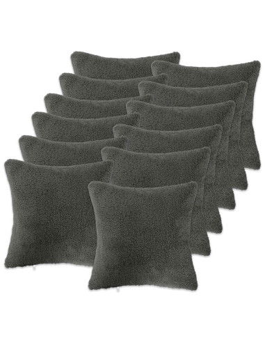 Federa 12 pcs HEERLEN Grigio Scuro 50 x 50 cm Bouclé