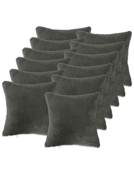 Federa 12 pcs HEERLEN Grigio Scuro 50 x 50 cm Bouclé