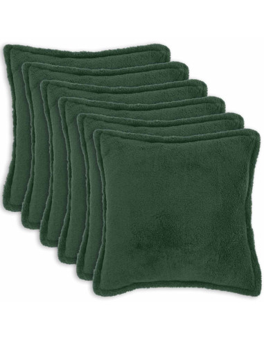 Federa 6 pcs HOUTEN Verde Scuro 60 x 60 cm Bouclé