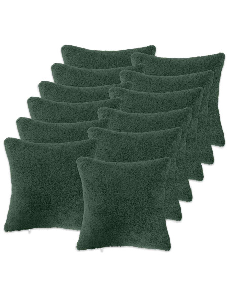 Federa 12 pcs HEERLEN Verde Scuro 40 x 40 cm Bouclé