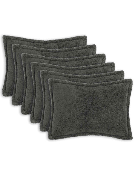 Federa 6 pcs HOUTEN Grigio Scuro 50 x 70 cm Bouclé