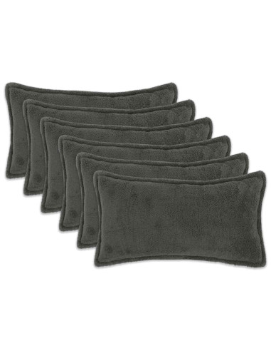 Federa 6 pcs HOUTEN Grigio Scuro 40 x 70 cm Bouclé