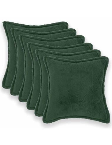 Federa 6 pcs HOUTEN Verde Scuro 50 x 50 cm Bouclé