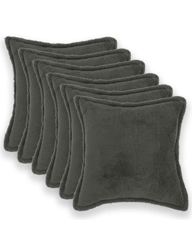 Federa 6 pcs HOUTEN Grigio Scuro 50 x 50 cm Bouclé