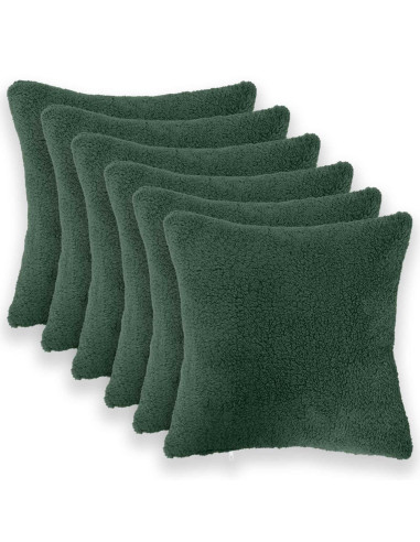 Federa 6 pcs HEERLEN Verde Scuro 45 x 45 cm Bouclé