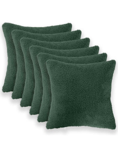 Federa 6 pcs HEERLEN Verde Scuro 40 x 40 cm Bouclé
