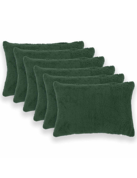 Federa 6 pcs HEERLEN Verde Scuro 30 x 50 cm Bouclé