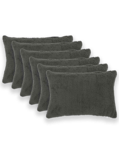 Federa 6 pcs HEERLEN Grigio Scuro 30 x 50 cm Bouclé