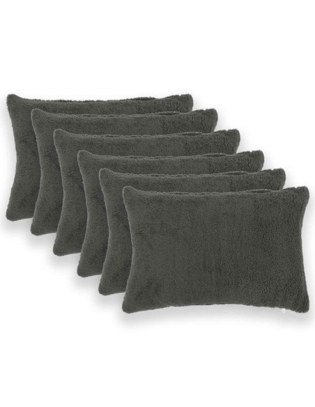 Federa 6 pcs HEERLEN Grigio Scuro 30 x 50 cm Bouclé