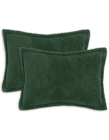 Federa 2 pcs HOUTEN Verde Scuro 50 x 80 cm Bouclé