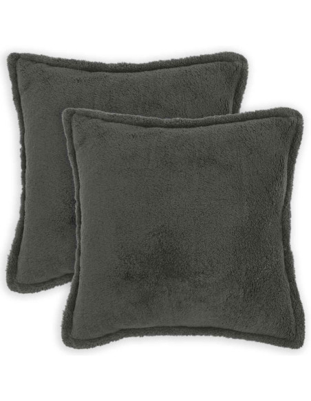 Federa 2 pcs HOUTEN Grigio Scuro 55 x 55 cm Bouclé