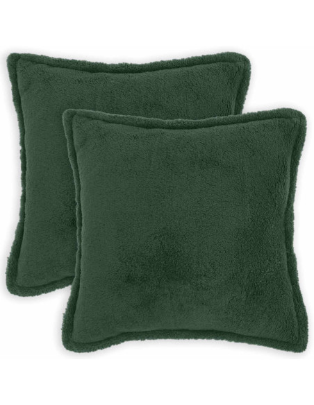 Federa 2 pcs HOUTEN Verde Scuro 60 x 60 cm Bouclé