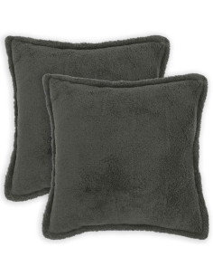 Federa 2 pcs HOUTEN Grigio Scuro 60 x 60 cm Bouclé