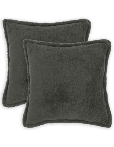 Federa 2 pcs HOUTEN Grigio Scuro 60 x 60 cm Bouclé