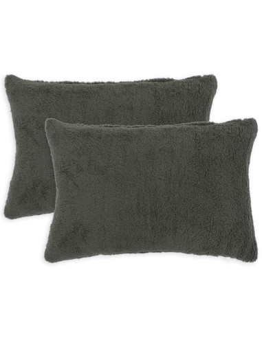 Federa 2 pcs HEERLEN Grigio Scuro 40 x 60 cm Bouclé