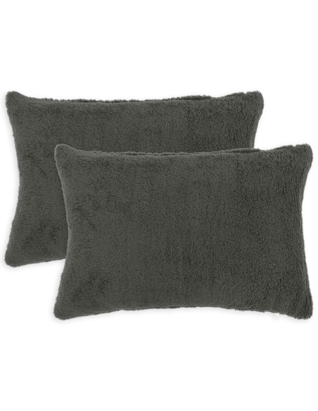 Federa 2 pcs HEERLEN Grigio Scuro 40 x 60 cm Bouclé