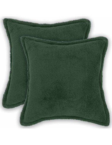 Federa 2 pcs HOUTEN Verde Scuro 45 x 45 cm Bouclé