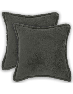 Federa 2 pcs HOUTEN Grigio Scuro 45 x 45 cm Bouclé