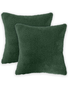 Federa 2 pcs HEERLEN Verde Scuro 35 x 35 cm Bouclé