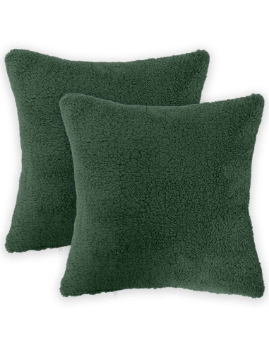 Federa 2 pcs HEERLEN Verde Scuro 35 x 35 cm Bouclé