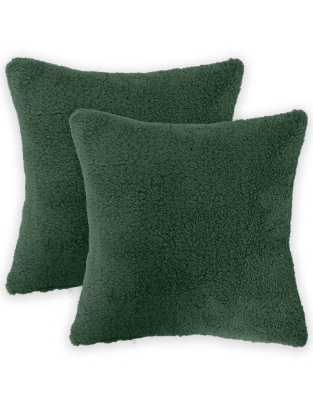 Federa 2 pcs HEERLEN Verde Scuro 35 x 35 cm Bouclé